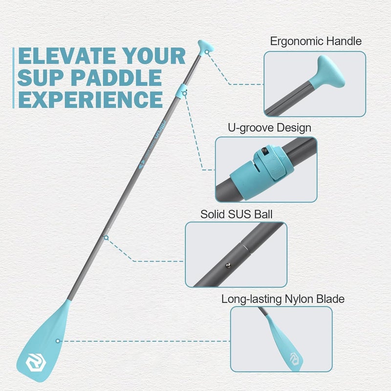 rillrun Store SUP Paddle - Paddle Board Paddle 4 Piece Stand Up Paddleboard Paddles Lightweight Floating Kayak Paddle - Light Blue - Lake Green - Light Green - Image 3